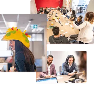 The Ally Co. team (team TACO) facilitating an engaging leadership development session - while wearing fun taco hats.